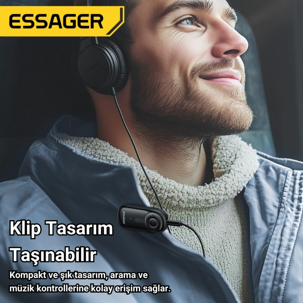 ESSAGER Bluetooth 5.3 Adaptör Transmitter | Eller Serbest Görüşme, Kablosuz Ses Aktarımı, HiFi Kalite