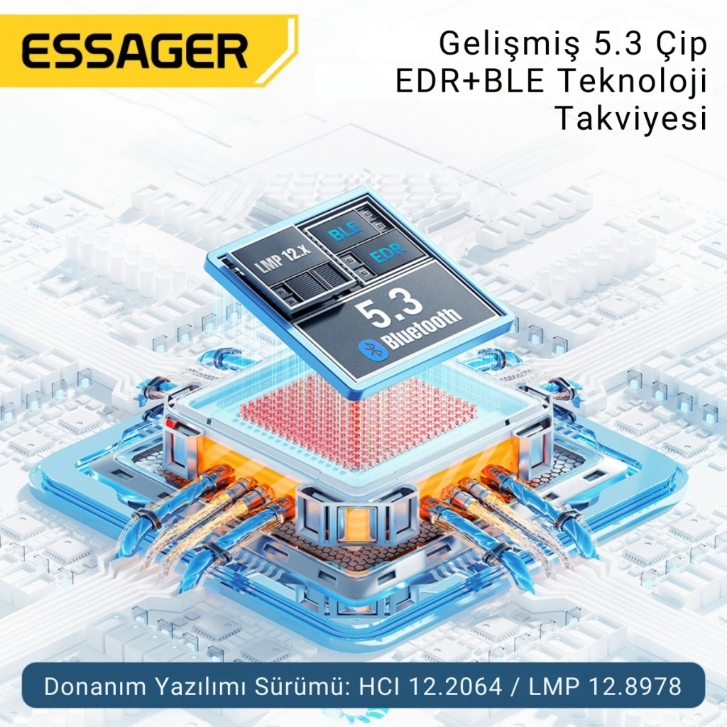 Essager Bluetooth 5.3 sürücüsüz tak-çalıştır Bluetooth Adaptörü, Tv, PC, Kulaklık, Ses Sitemi Uyumlu