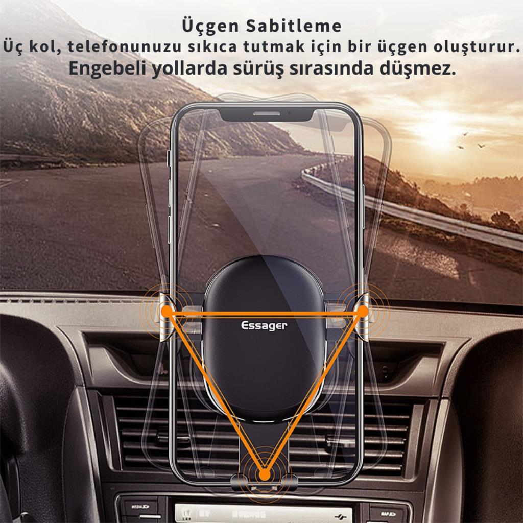 Essager Nano Vantuzlu Ultra Sağlam Torpido Üstü Telefon Tutucu, V Tipi Düşmez Sarsılmaz Telefon Tutucu