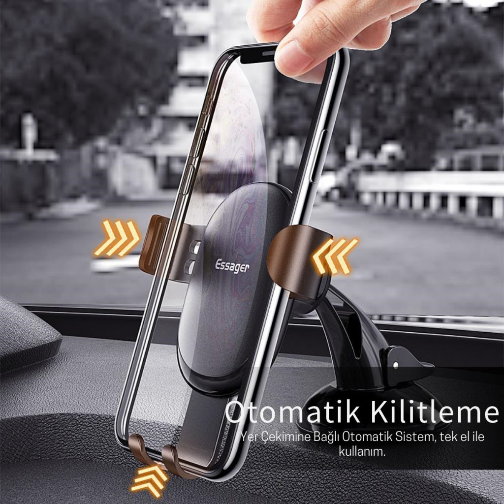 Essager Nano Vantuzlu Ultra Sağlam Torpido Üstü Telefon Tutucu, V Tipi Düşmez Sarsılmaz Telefon Tutucu