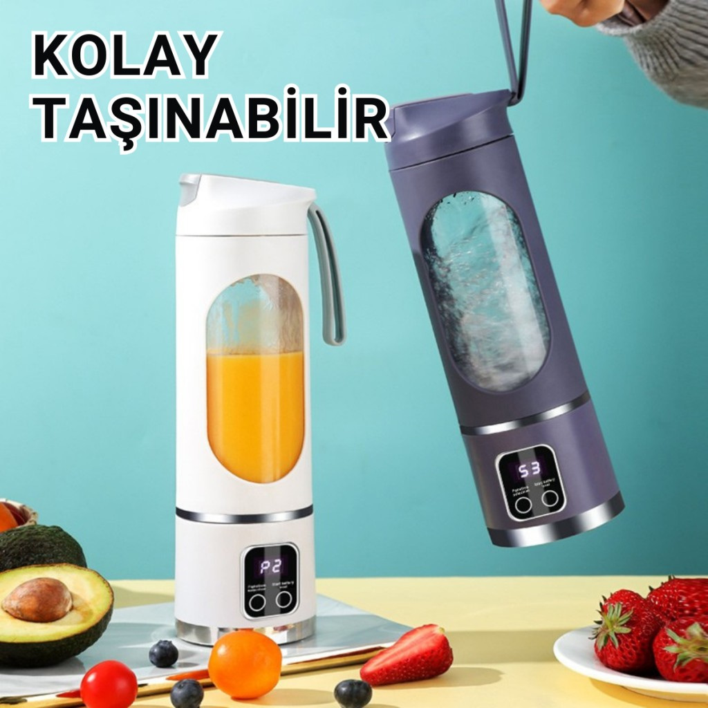 Polham 1500Mah Şarjlı Taşınabilir 12 Bıçaklı 50W Süper Güçlü Buz Kırıcı Kişisel Smoothie Blenderı