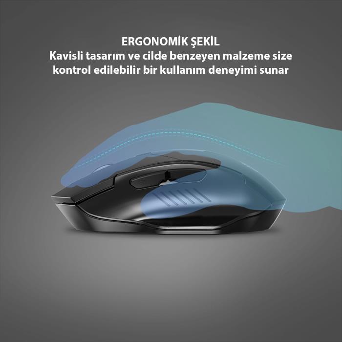 Polham 2.4G 500mAh Şarj Edilebilir Süper Sessiz Gaming, Oyuncu Mouse, Ergonomik Tasarımlı Mouse