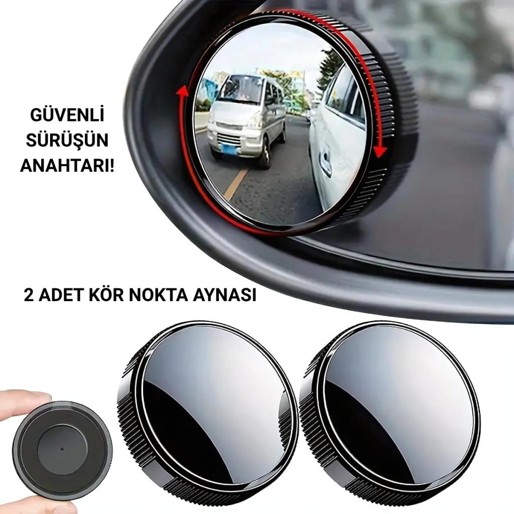 Polham 2 Adet Kör Nokta Aynası, Geniş Açılı Geri Görüş Aynası, Su Tutmaz Vantuzlu Güvenlik Aynası