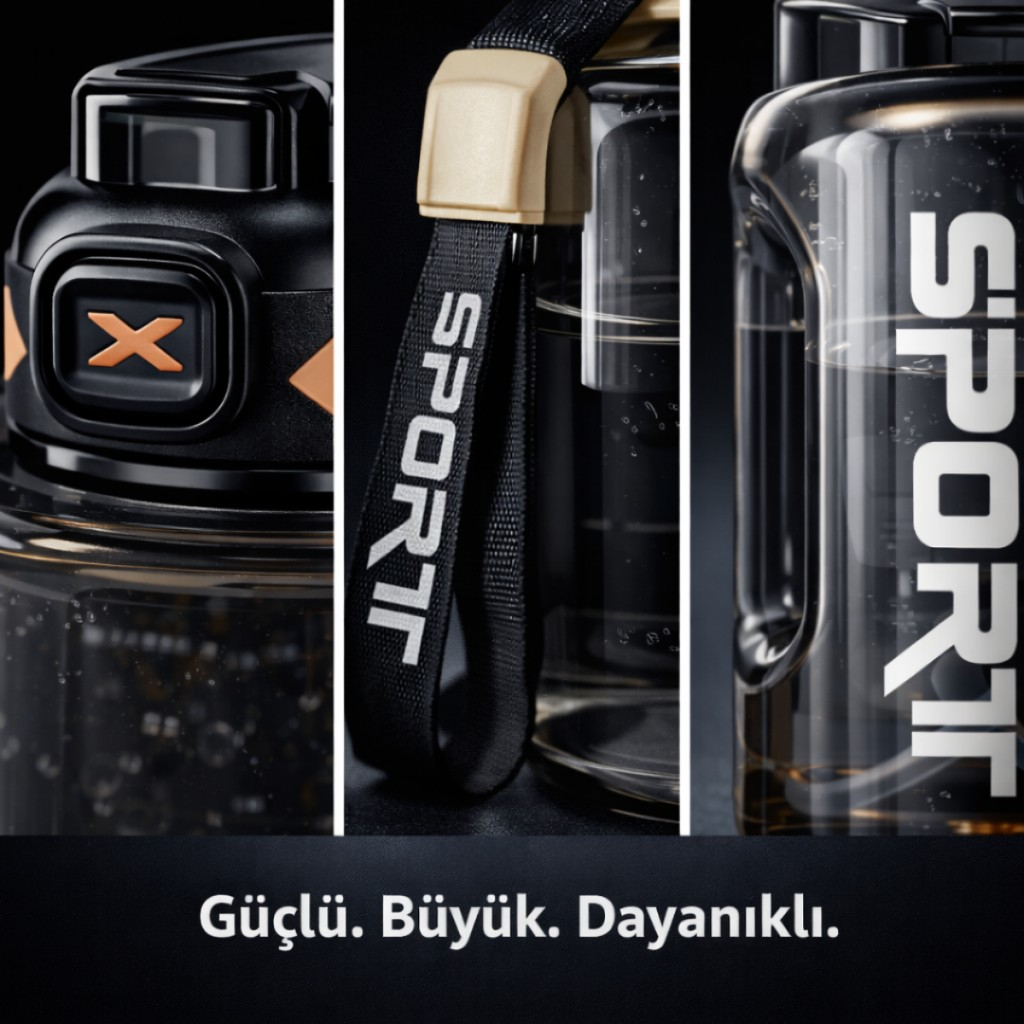 Polham 2 Litre Sporcu Su Matarası – Pipetli Açılır Kapak,Taşıma Askılı,Sızdırmaz Tasarım, BPA İçermez