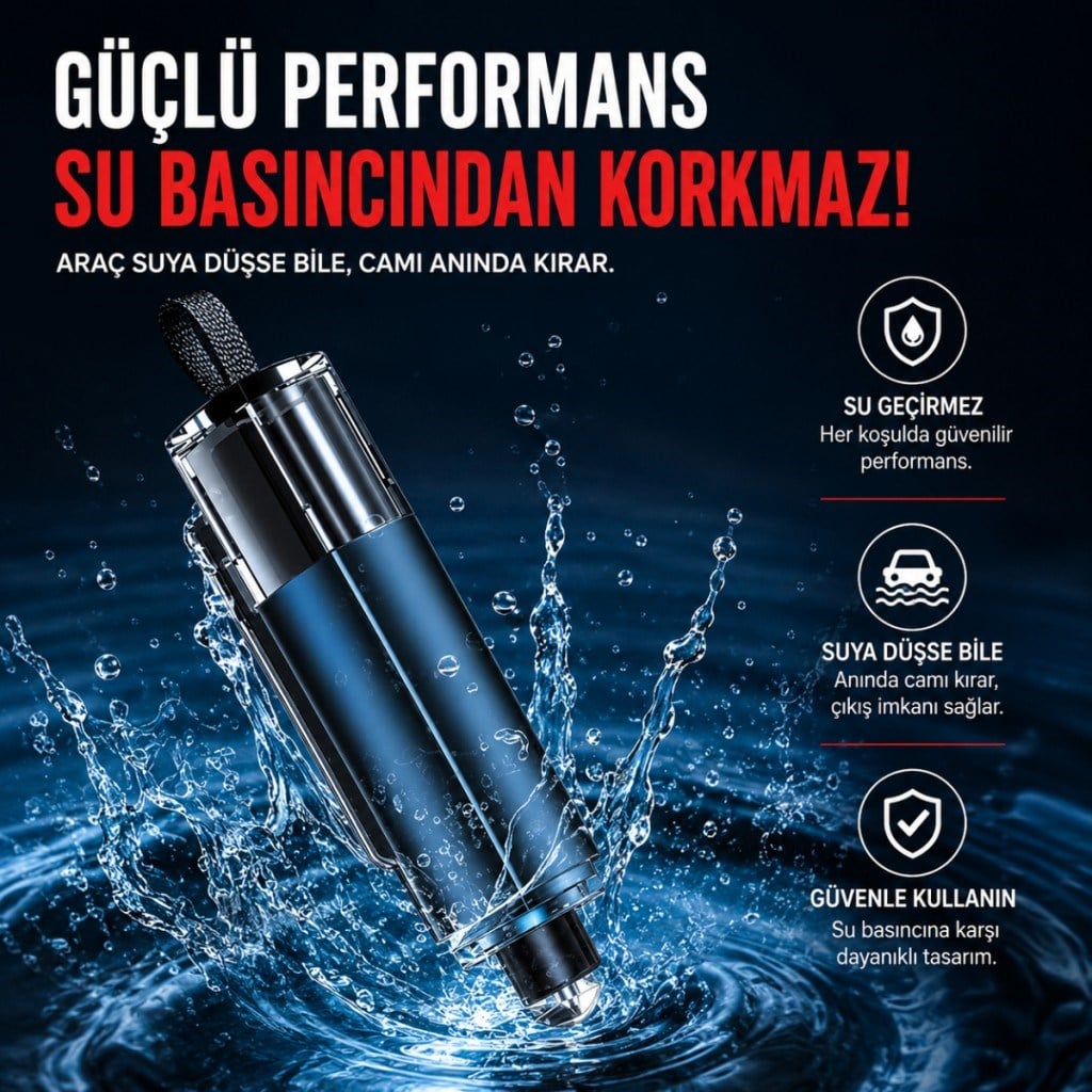 Polham 2in1 Araç İçi Acil Durum Cam Kırıcı ve Emniyet Kemeri Kesici – Tungsten Çelik Uçlu Güvenlik Aparatı