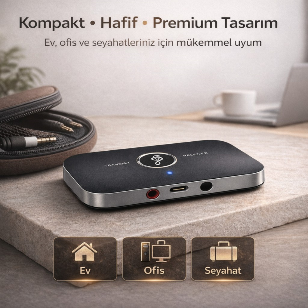Polham 2in1 TV, PC, Hoparlör İçin Ses İletme ve Ses Alıcı Receiver Transmitter Adaptör, Bataryalı