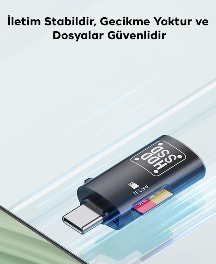 Polham 2in1 Type C To TF Kart ve USB Çevirici OTG Adaptör, Şarj ve Data Aktarım OTG Çeviricisi, Yüksek Hızlı
