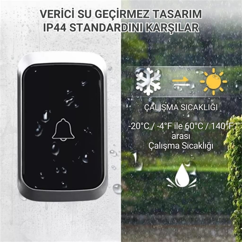 Polham 300 Metre Uzun Menzilli Kablosuz Kapı Zili, Ev, Ofis, İş Yeri, Yazlık İçin Yüksek Sesli Kapı Zili