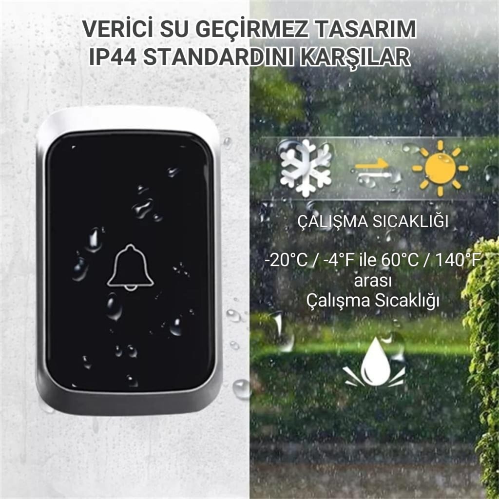 Polham 300 Metre Uzun Menzilli Kablosuz Kapı Zili, Ev, Ofis, İş Yeri, Yazlık İçin Yüksek Sesli Kapı Zili