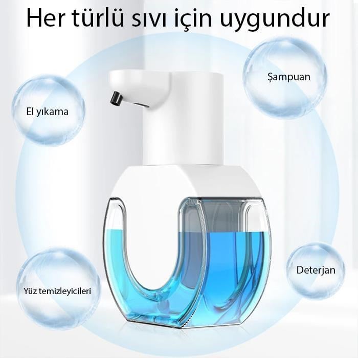Polham 420ML Otomatik Sensörlü Sabunluk Köpük Makinesi, Tüm Sıvılar İçin Köpük Makinası, Şarjlı Duvar Askılı