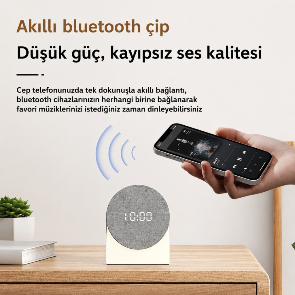 Polham 4in1 Arada Bluetooth Uyku Hoparlörü – Gece Lambası, Dijital Saat, Alarm ve Rahatlatıcı Uyku Sesleri