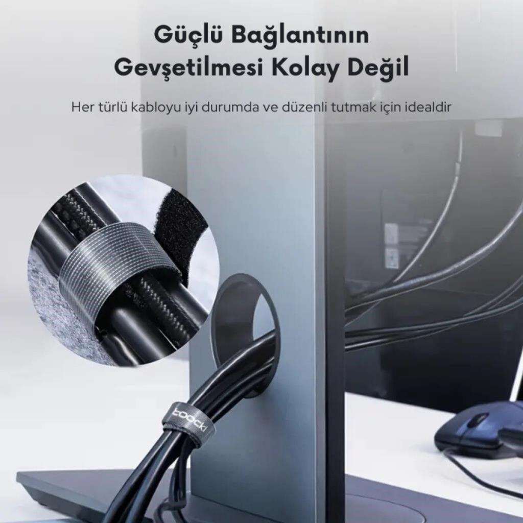 Polham 5 Metre Cırt Cırt Bantlı Kablo Sarıcı Düzenleyici Organizatör, Kesilebilir Kablo Düzenleyici