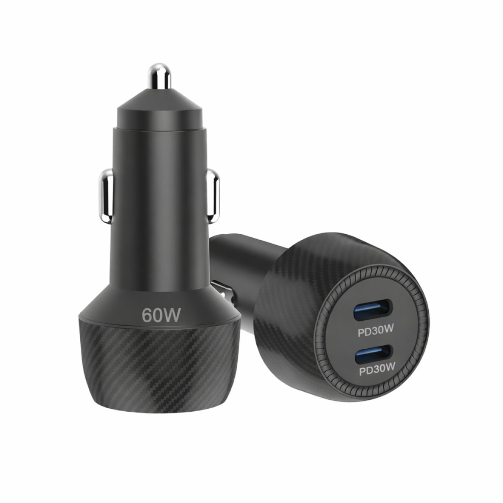 Polham 60W PD Hızlı Araç Şarj Cihazı – 2x Type-C Çıkışlı 12V / 24V Uyumlu Araç Çakmaklık Şarj Adaptörü