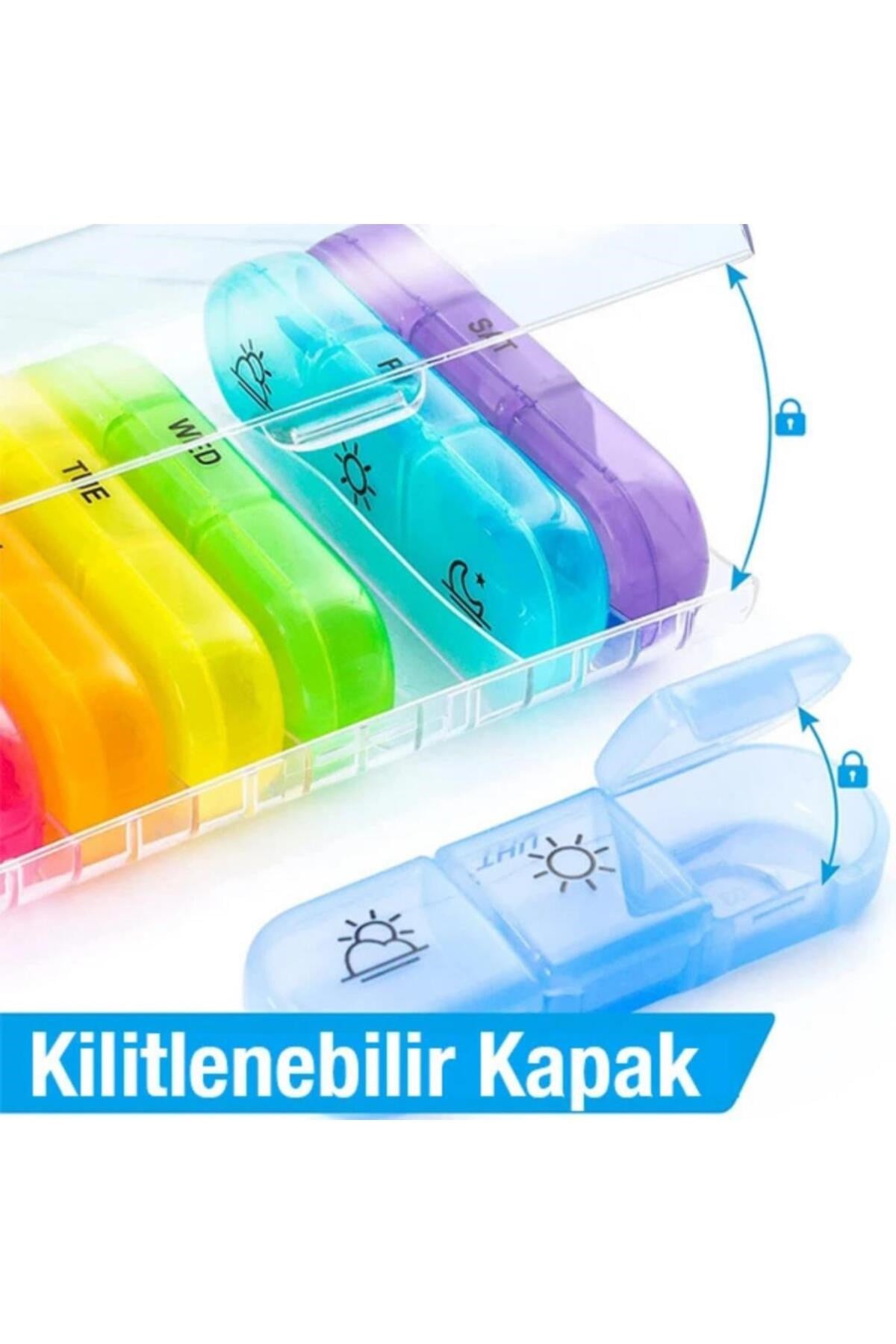 Polham 7 Günlük 21 Gözlü Haftalık İlaç, Hap Saklama Kutusu, Kitlenir Kapaklı, BPA İçermez Saklama Kutusu