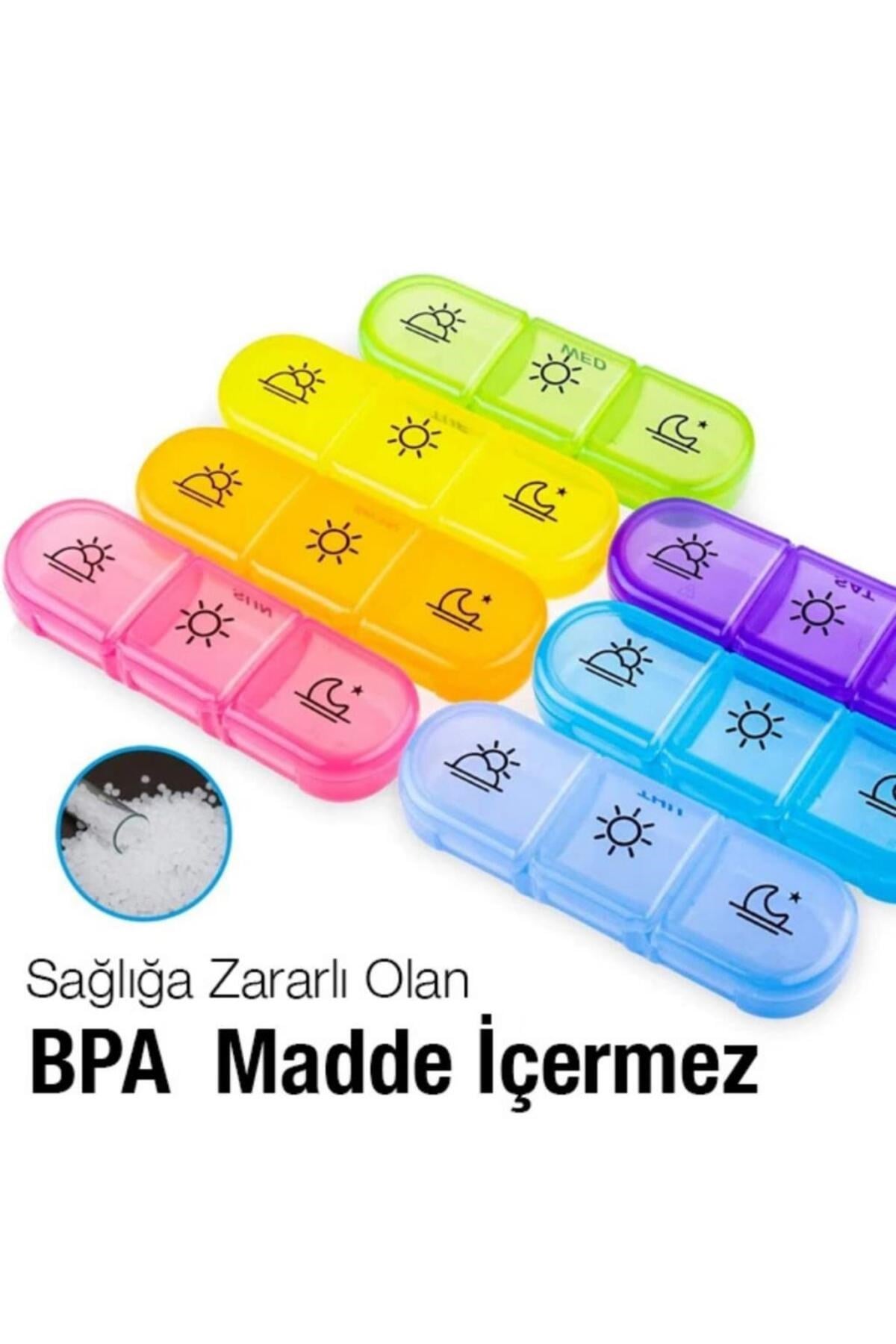 Polham 7 Günlük 21 Gözlü Haftalık İlaç, Hap Saklama Kutusu, Kitlenir Kapaklı, BPA İçermez Saklama Kutusu