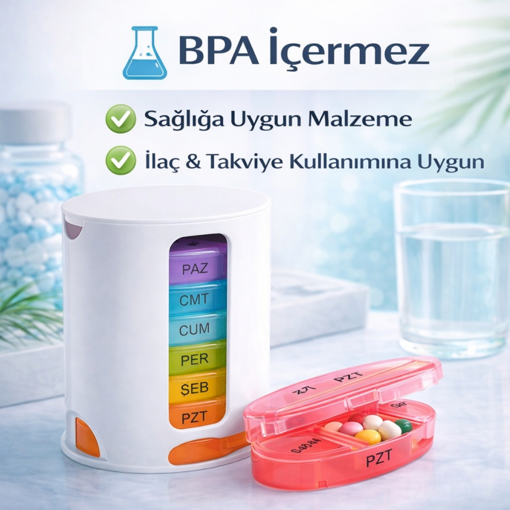 Polham 7 Günlük 28 Bölmeli Haftalık İlaç Kutusu – Kilitli Kapak, BPA İçermez, Günde 4 Zamanlı İlaç ve Takviye Düzenleyici