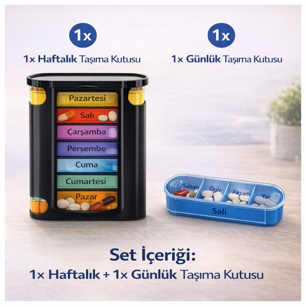 Polham 7 Günlük 28 Bölmeli Haftalık İlaç Kutusu – Kilitli Kapak, BPA İçermez, Günlük Takviye Düzenleyici