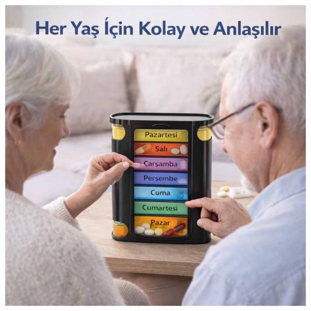 Polham 7 Günlük 28 Bölmeli Haftalık İlaç Kutusu – Kilitli Kapak, BPA İçermez, Günlük Takviye Düzenleyici