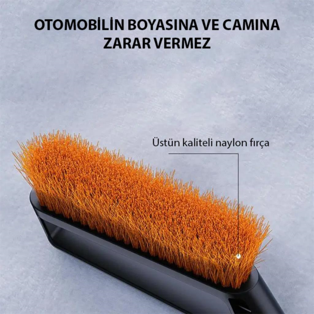Polham 82CM Uzayabilen Teleskopik Otomobil Buz Kazıyıcı Fırça, Araç Kar Temizleme Çekpası, Kar Küreyici