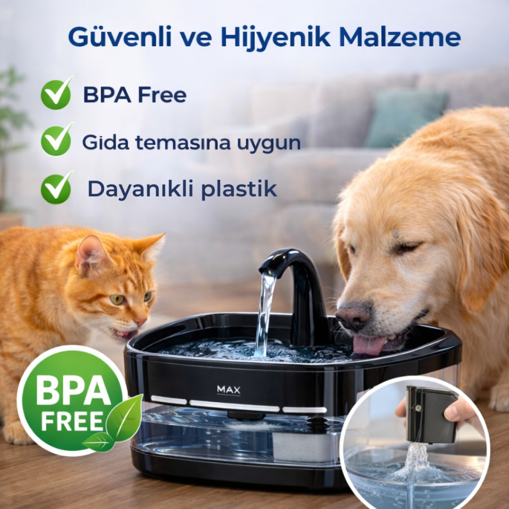 Polham Akıllı Otomatik Kedi Köpek Su Sebili 4.5L | Sessiz Motorlu Sensörlü Pet Su Pınarı | Karbon Filtreli Akıllı Su Kabı