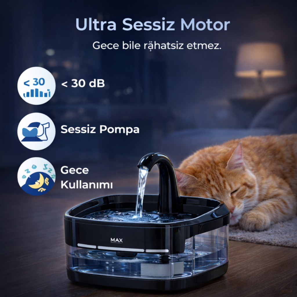 Polham Akıllı Otomatik Kedi Köpek Su Sebili 4.5L | Sessiz Motorlu Sensörlü Pet Su Pınarı | Karbon Filtreli Akıllı Su Kabı