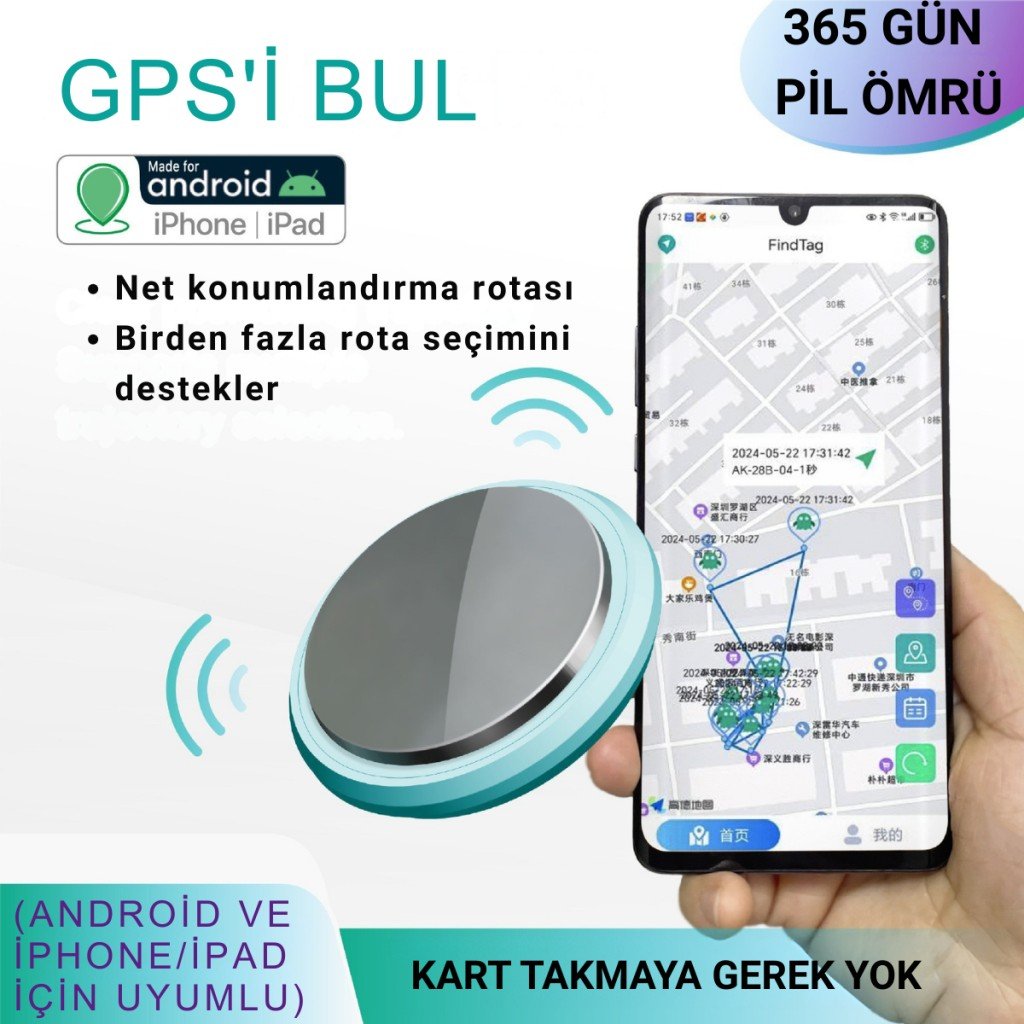 Polham Android ve İos Apple İphone Uyumlu Kayıp Bulucu Airtag, Çocuklar, Evcil Hayvanlar ve Eşyalar İçin Takip Cihazı
