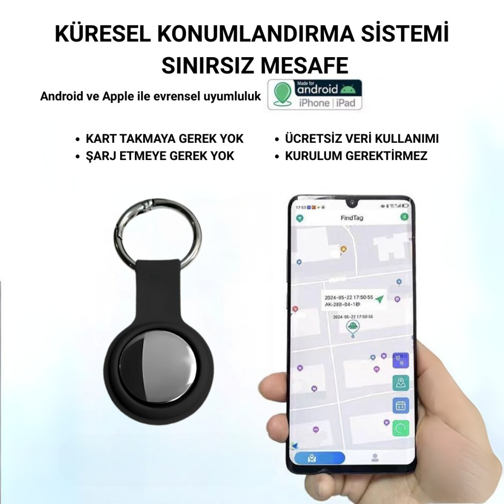 Polham Android ve İos Apple İphone Uyumlu Kayıp Bulucu Airtag, Çocuklar, Evcil Hayvanlar ve Eşyalar İçin Takip Cihazı