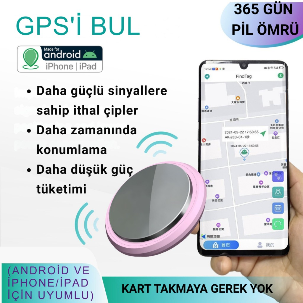 Polham Android ve İos Apple İphone Uyumlu Kayıp Bulucu Airtag, Çocuklar, Evcil Hayvanlar ve Eşyalar İçin Takip Cihazı