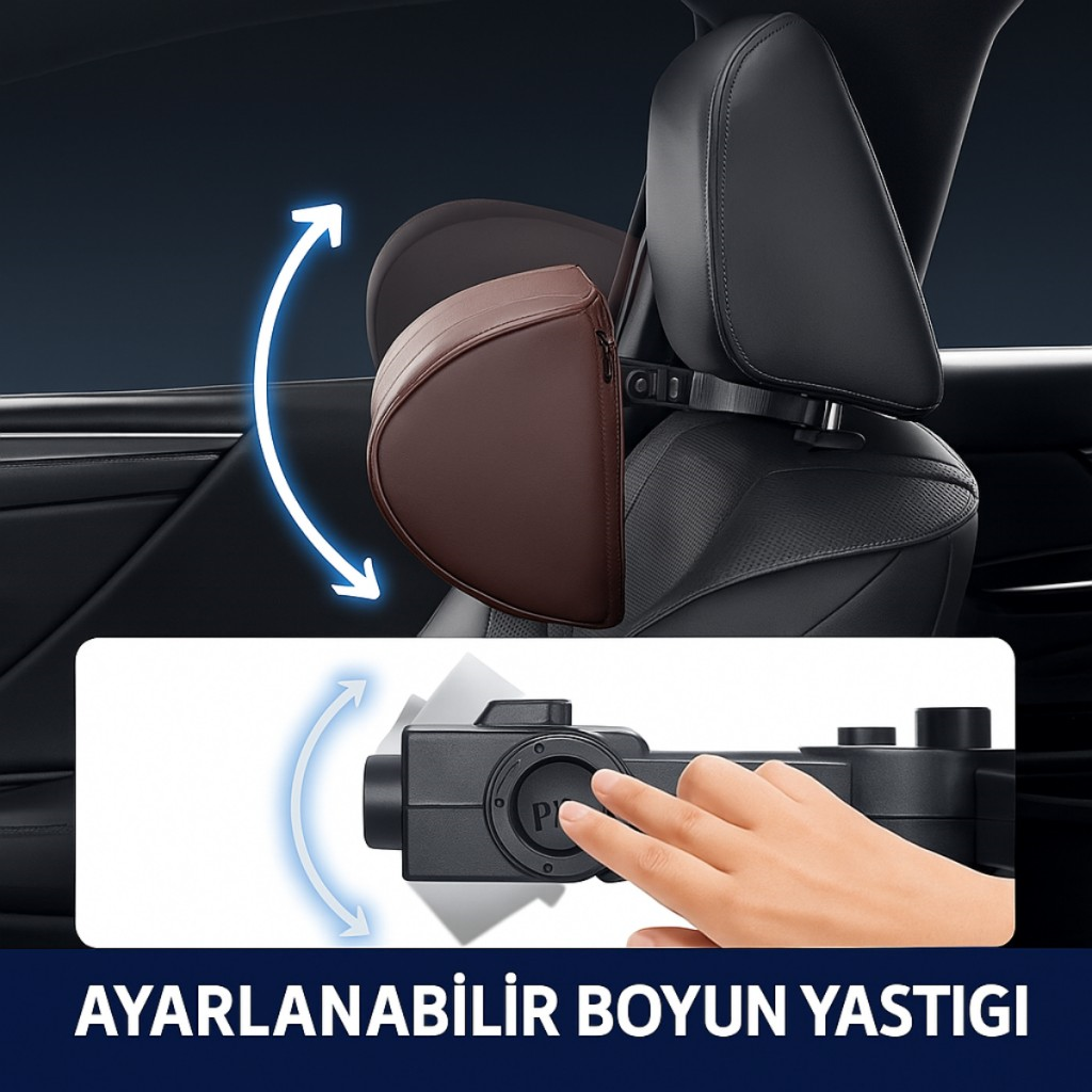 Polham Ayarlanabilir Ergonomik Boyun ve Baş Desteği Yastık / Konforlu Sürüş, Maksimum Destek, Universal