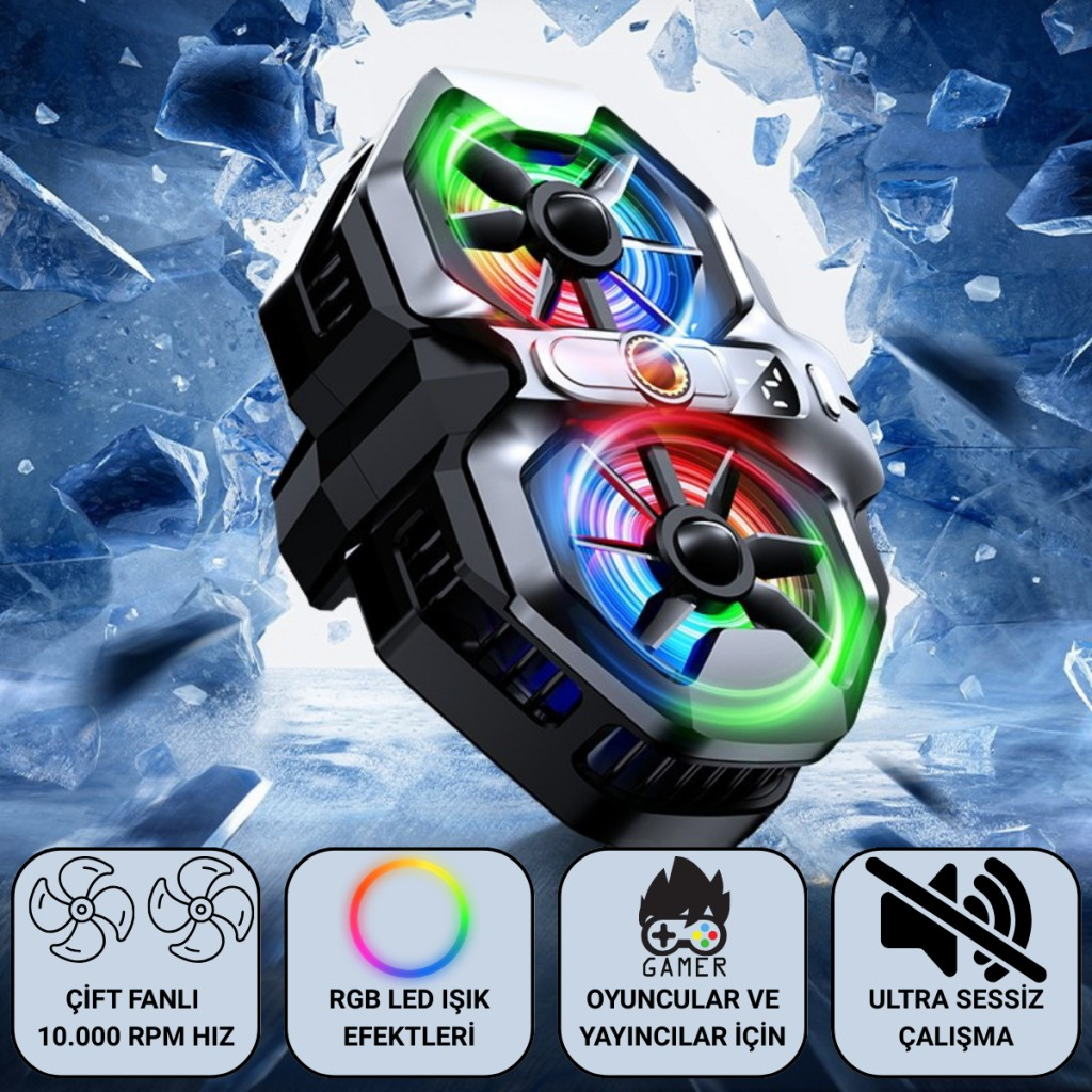 Polham Çift Fanlı 10.000 RPM Soğutucu | RGB LED Işık Efektli | Ultra Sessiz Çalışma | Oyuncular & Yayıncılar İçin