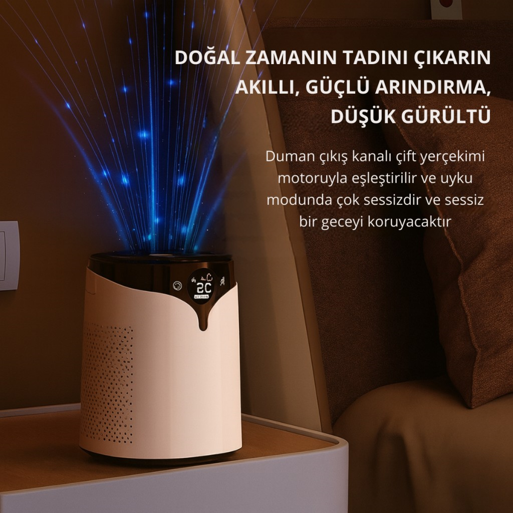 POLHAM Dijital Göstergeli Hava Temizleme Cihazı – HEPA Filtre + Aktif Karbon ,Negatif İyon ,Toz, Polen %99 Temizleme
