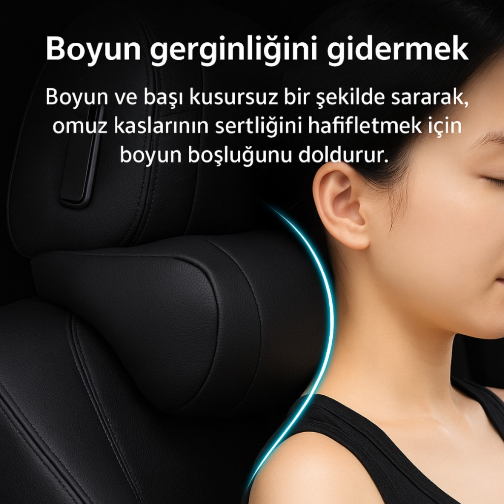 Polham Ergonomik Premium Araç Boyun Yastığı – Delikli Nefes Alabilen Yapı, Tüm Araçlara Uyumlu, Ortopedik Yastık