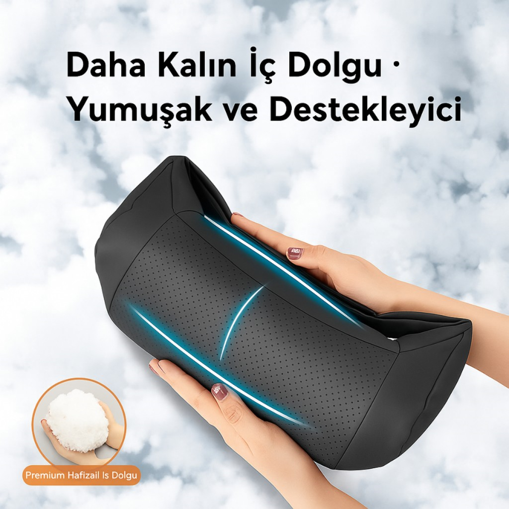 Polham Ergonomik Premium Araç Boyun Yastığı – Delikli Nefes Alabilen Yapı, Tüm Araçlara Uyumlu, Ortopedik Yastık
