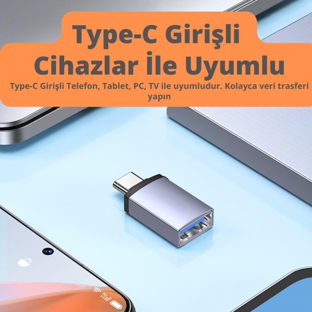 Polham Jazos Type-C to USB 3.1 OTG Dönüştürücü Adaptör, 10 Gbps Veri Aktarım, Mini USB Çevirici