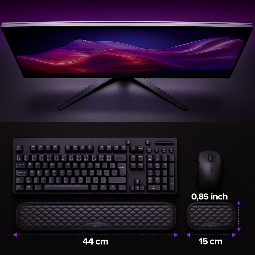 Polham Klavye ve Mouse İçin Ergonomik Bilek Destek Seti, Ultra Yumuşak Silikon Dolgulu Kaymaz, Bilek Yastığı
