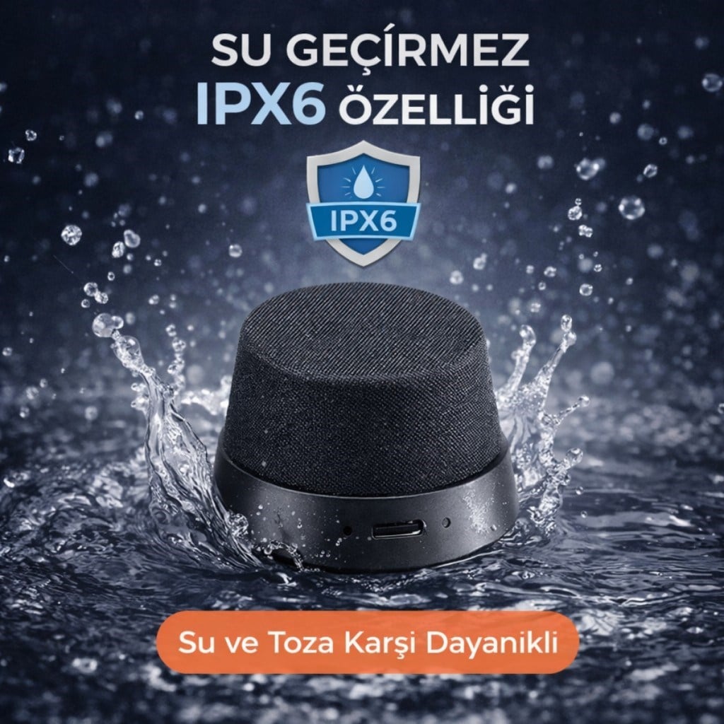 Polham Manyetik Mini Bluetooth Hoparlör – IPX6 Su Geçirmez Taşınabilir Güçlü Bass Stereo Speaker