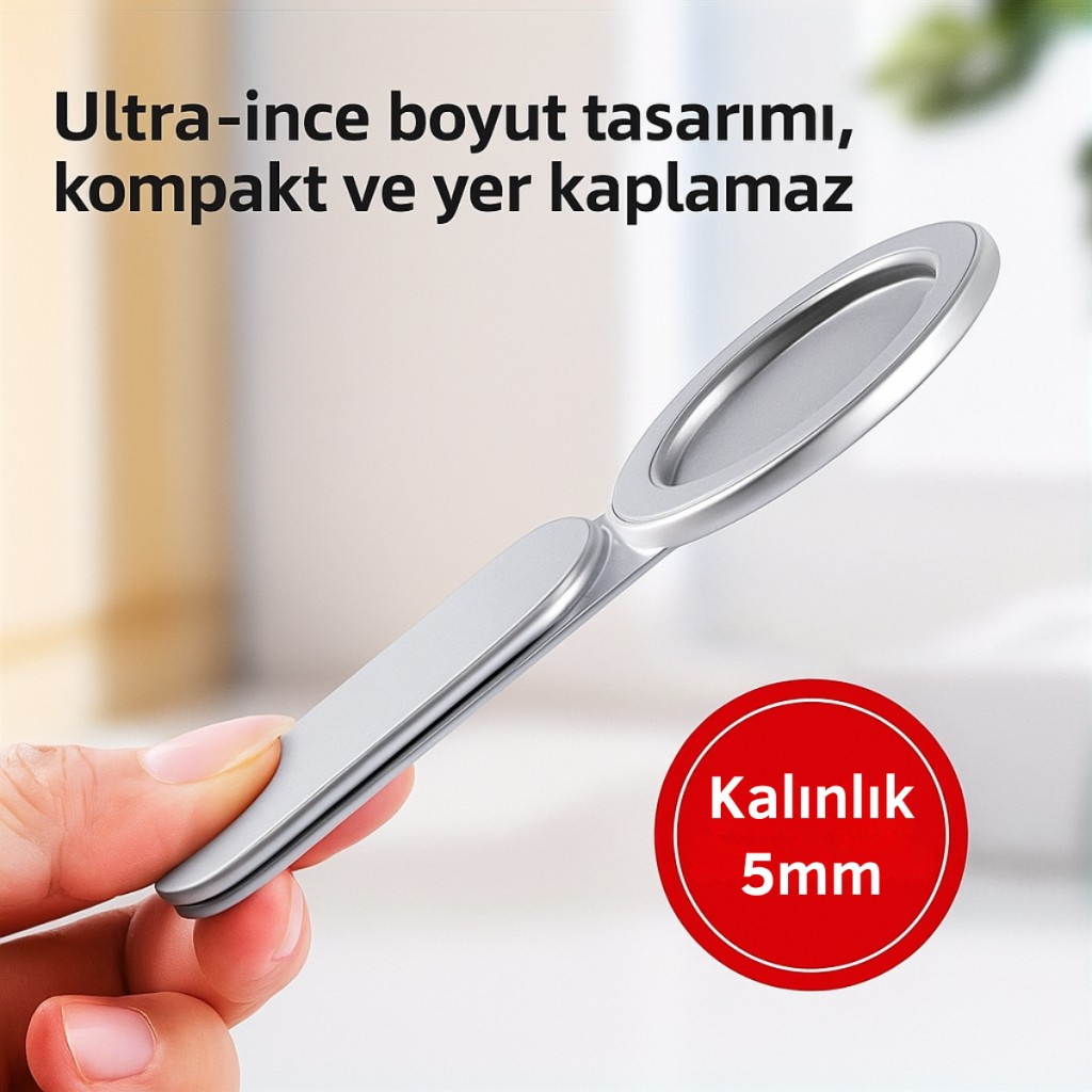 Polham Manyetik Telefon Tutucu | Laptop, Araba Ekranı ve Monitör Uyumlu – Güçlü Mıknatıs, İz Bırakmayan Yapışkan, Katlanabilir Alüminyum