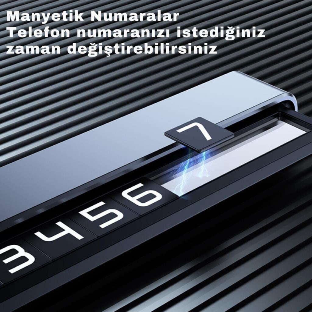 Polham Metal Premium Araç İçi Geçici Park için Telefon Numaratörü, Gizlenebilir Araç Numaratörü