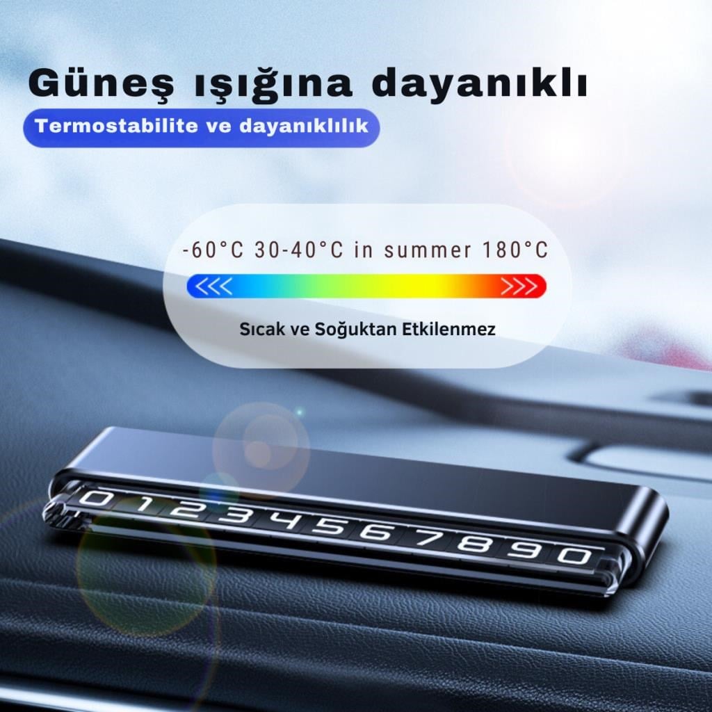 Polham Metal Premium Araç İçi Geçici Park için Telefon Numaratörü, Gizlenebilir Araç Numaratörü