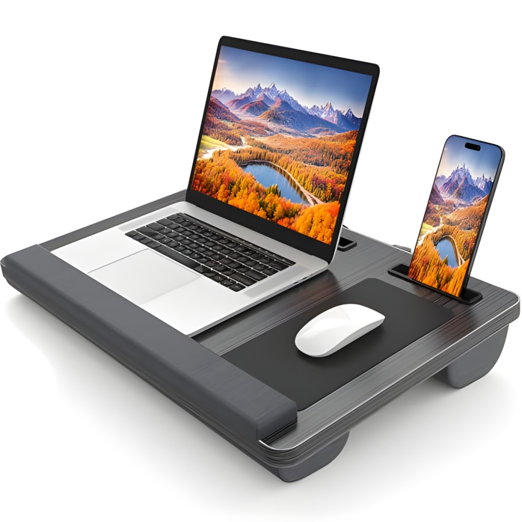 Polham Minderli Bilek Destekli Telefon Tutuculu Mouse Padli Taşınabilir Laptop Masası – Dizüstü Çalışma Sehpası