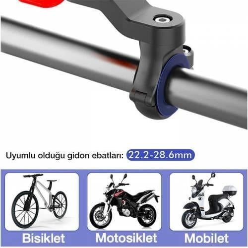 Polham Motosiklet, Bisiklet, Scooter İçin Gidon Telefon Tutucu, Güvenlik Kilitli Telefon Tutucu