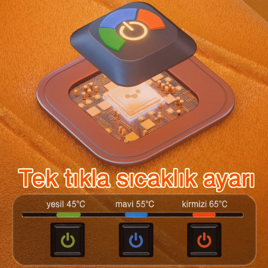 Polham Nano Isıtmalı Koltuk Minderi | 3 Kademeli 35°-45°-65° | Ofis, Ev, Araç Uyumlu Isıtıcı Minder, 42×42 CM