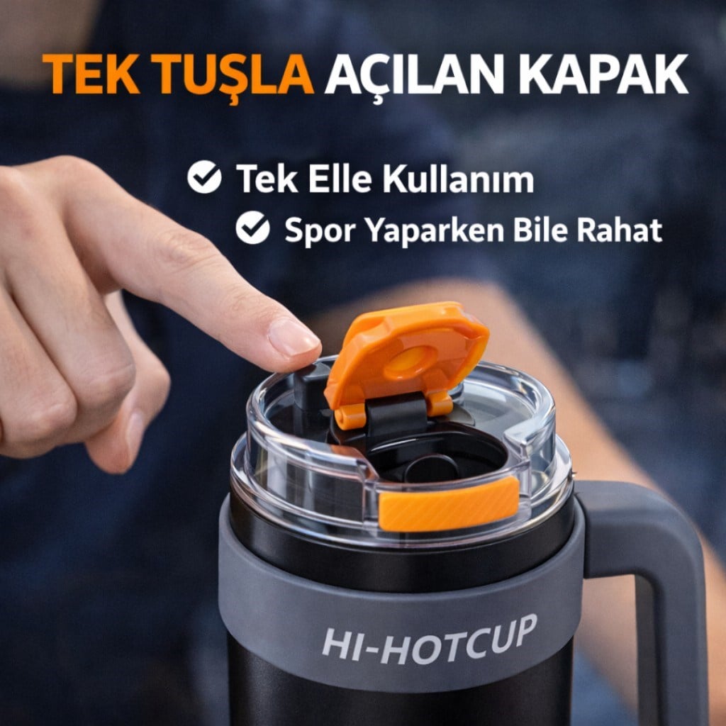 Polham Premium Pipetli Termos 1250 ML – 6 Katman Yalıtım, Çift İçim Modu, Sızdırmaz Kapak, 24 Saat Soğuk / 12 Saat Sıcak
