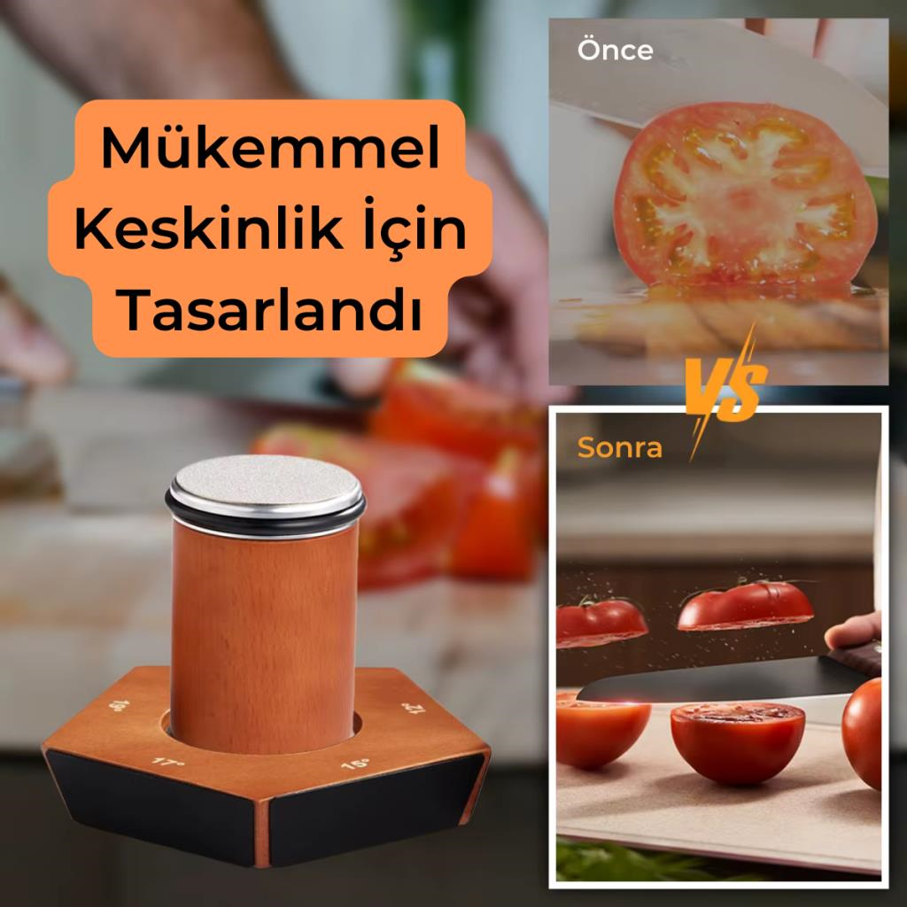 Polham Pro Serisi 5 Açılı Tüm Bıçaklara Uyumlu Bileyici, Silindir Tipi Süper Keskinleştirici Bileme