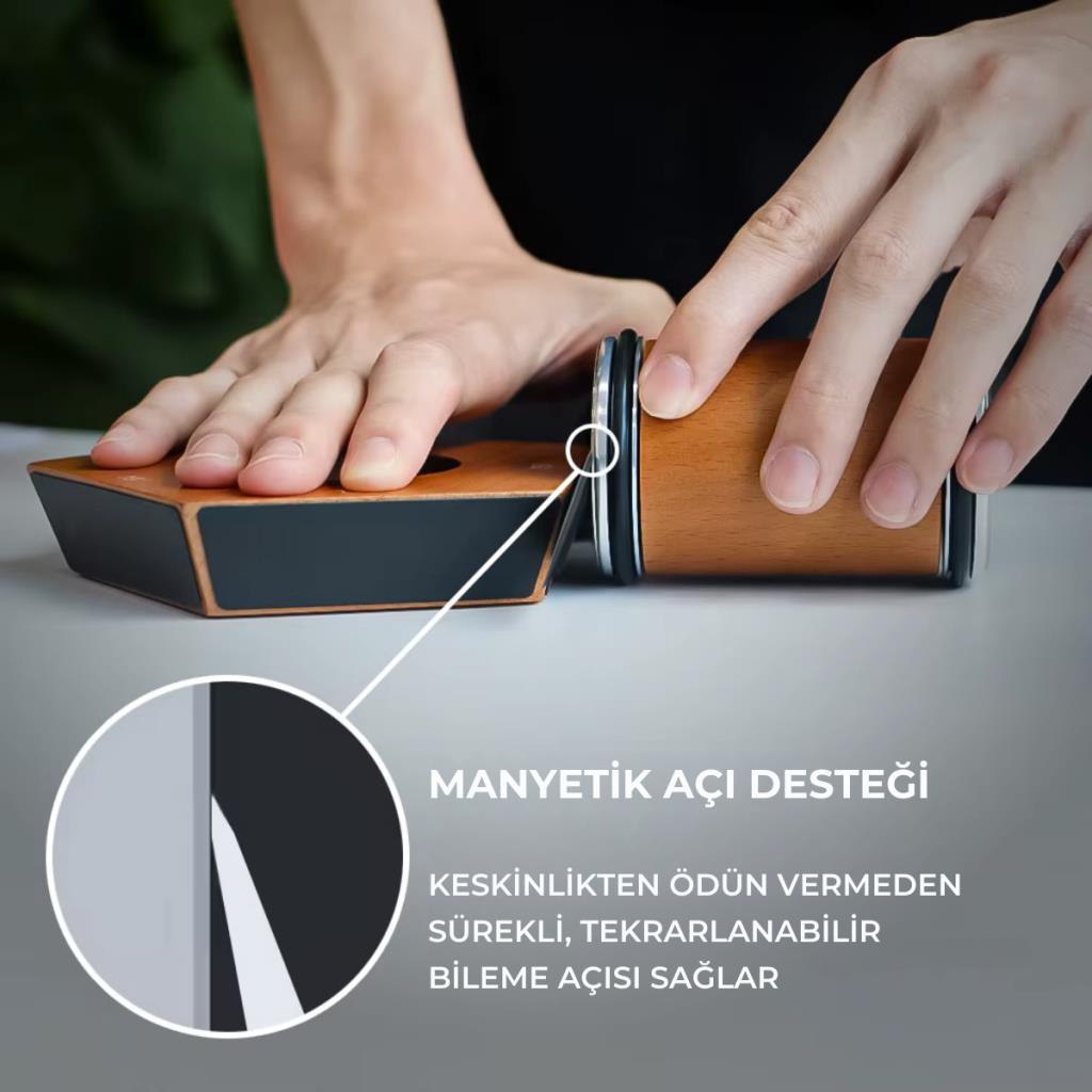 Polham Pro Serisi 5 Açılı Tüm Bıçaklara Uyumlu Bileyici, Silindir Tipi Süper Keskinleştirici Bileme