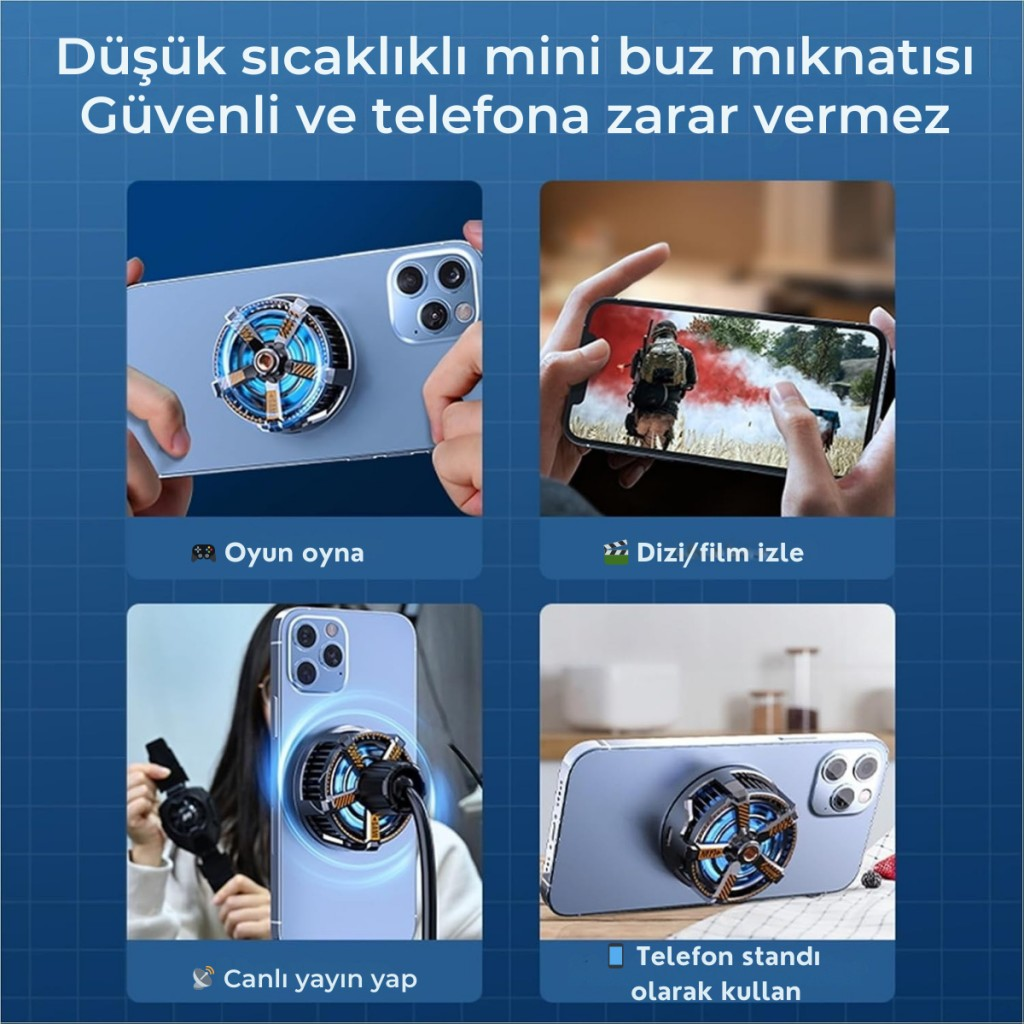 Polham Profesyonel 7000RPM Turbo Buz Tipi Manyetik Telefon Soğutucu | MagSafe Uyumlu, RBG LED Işıklı