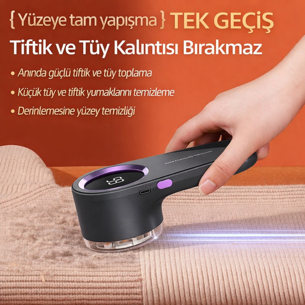 Polham Şarjlı Kıyafet Tiftik Temizleyici – Dijital Ekranlı, Güçlü Motor,Altı Bıçaklı Paslanmaz Çelik
