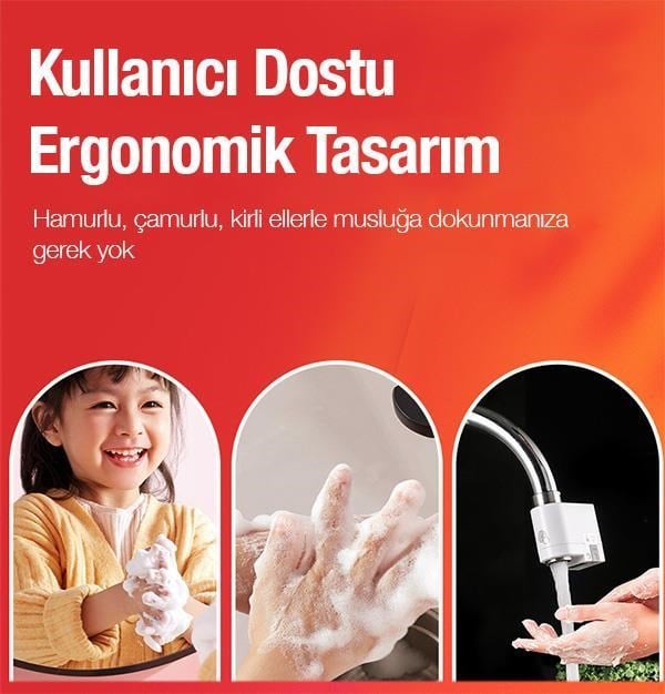 Polham Şarjlı Tam Otomatik Akıllı Sensörlü Musluk Başlığı Su Tasarruflu Musluk Başlığı Hareket Algılamalı
