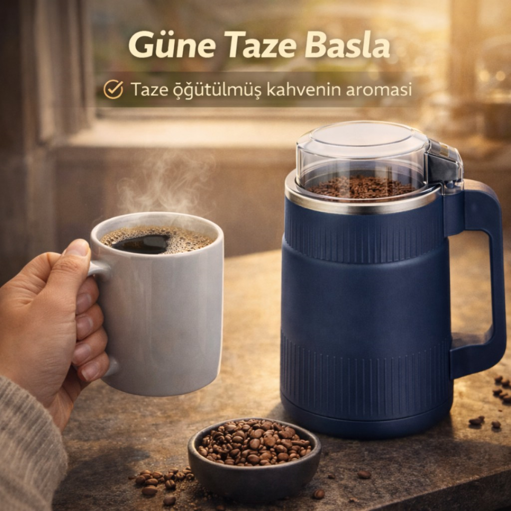 Polham Süper Güçlü Motor 500 ml Paslanmaz Çelik 8 Bıçaklı Kompakt Baharat, Bakliyat ve Kahve Öğütücü