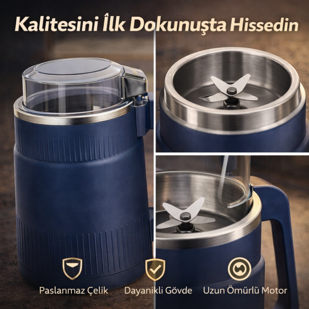 Polham Süper Güçlü Motor 500 ml Paslanmaz Çelik 8 Bıçaklı Kompakt Baharat, Bakliyat ve Kahve Öğütücü